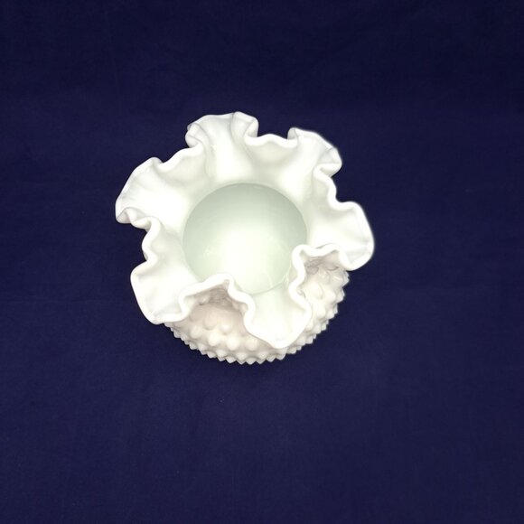 Fenton White Hobnail Ruffled Edge Vase - Picture 4 of 8